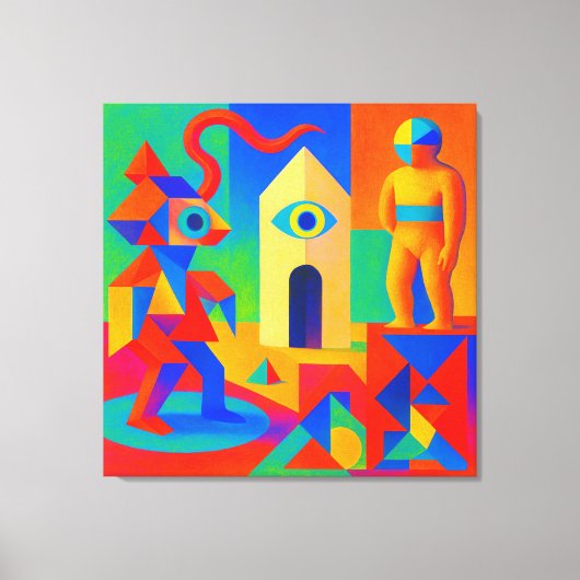 ジオメトリ脳汁とトラぺゾイド幻視 CANVAS AFDRUK (Voorkant)