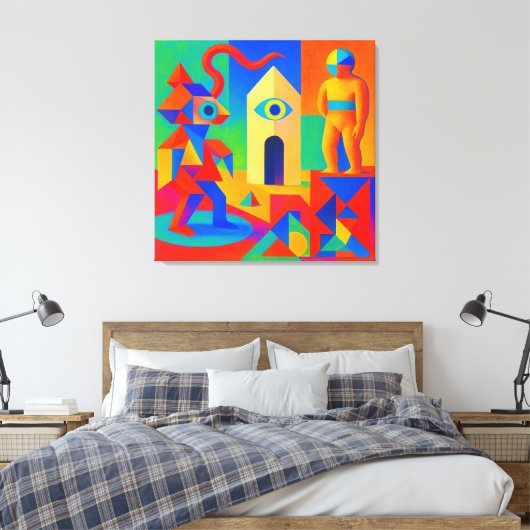 ジオメトリ脳汁とトラぺゾイド幻視 CANVAS AFDRUK (Insitu (Slaapkamer))