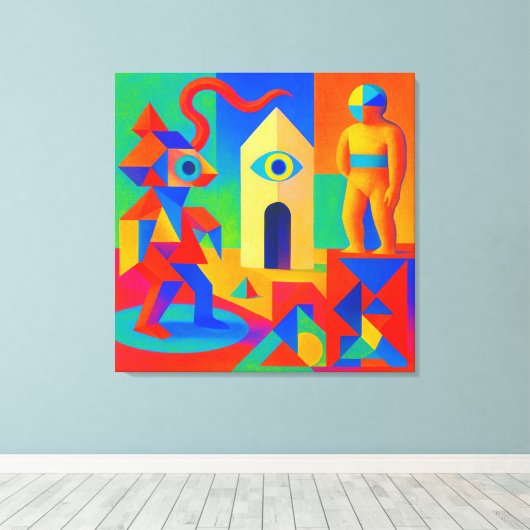 ジオメトリ脳汁とトラぺゾイド幻視 CANVAS AFDRUK (Insitu (Houten vloer))