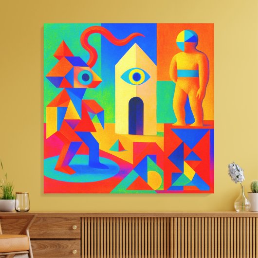 ジオメトリ脳汁とトラぺゾイド幻視 CANVAS AFDRUK (Insitu (Woonkamer))