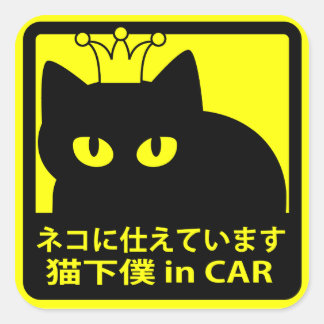 ステッカー　「猫に仕えています」イエロー VIERKANTE STICKER