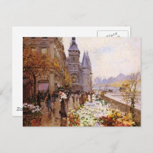 セーヌ川沿いの 花 屋ortificerend briefkaart (Voorkant / Achterkant)