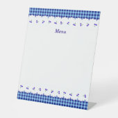 タイトル カスタマイズ チェリー チェック ブルー RECLAMEBORD MET VOETSTUK (Voorkant)