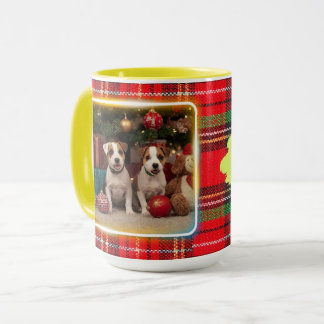 チェック柄がかわいいジャックラッセルテリアの子犬たちとクリスマス♡ MOK