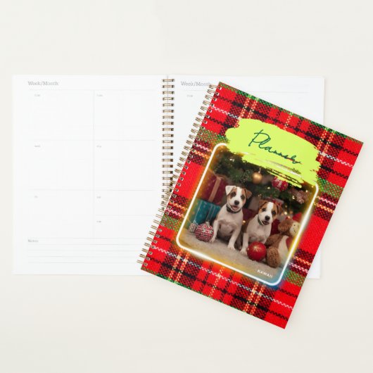 チェック柄がかわいいジャックラッセルテリアの子犬たちとクリスマス♡  PLANNER (Display)