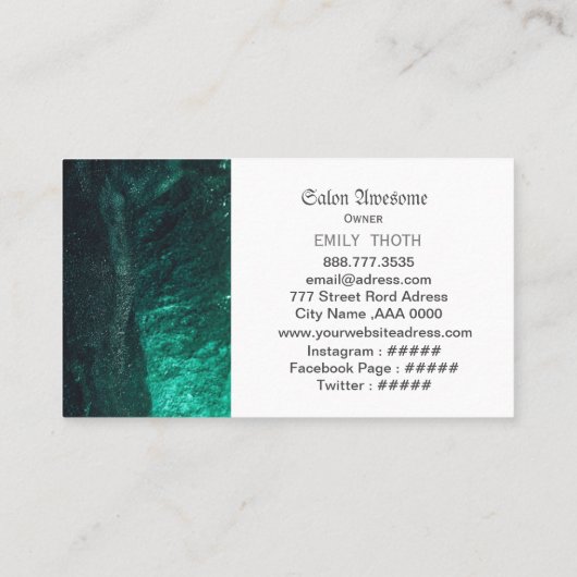 ディープグリーンのグラデーションが綺麗な VISITEKAARTJE (Achterkant)