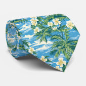 トロピカルで青いデザイン花柄 STROPDAS (Opgerold)