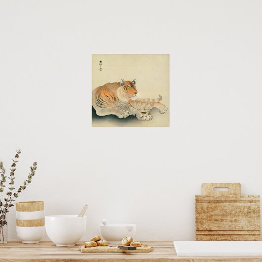 ト ラ, 小 古 邨 Tiger, Ohara Koson, Ukiyo-e Poster (Keuken)