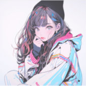 ニット帽JKシール｜寿司娘 Seal GenerativeAI Sticker (Voorkant)