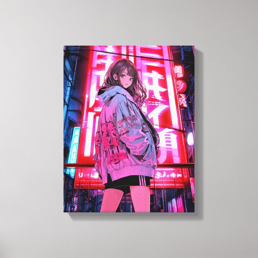 ネオンJKアートパネル｜寿司娘 Art Panel GenerativeAI Canvas Afdruk (Voorkant)