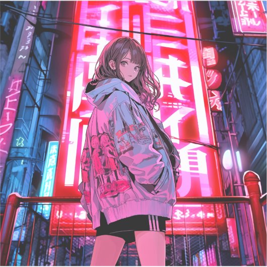 ネオンJKシール Seal|寿司娘 GenerativeAI Sticker (Voorkant)