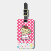 ネームタグ　表にカスタネッ子　（裏はパリ子 or カードケース）　白 bagagelabel (Voorkant verticaal)