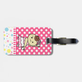 ネームタグ 表にカスタネッ子 (裏はパリ子 or カードケース) 白 bagagelabel (Achterkant horizontaal)