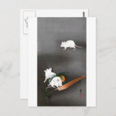 ネ ミ 羽, 古 邨 Mouse en Feather, Ohara Koson Briefkaart (Voorkant / Achterkant)