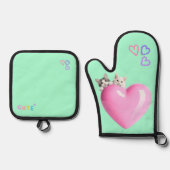 ハートにちょこんと乗るかわいい猫たち♡ OVENWANT & PANNENLAP SET (Voorkant)