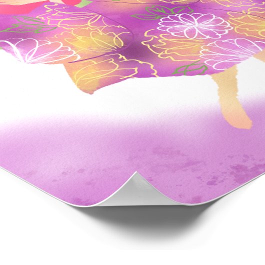 ハートを抱えた着物ドレスの女の子 POSTER (Hoek)