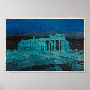 パ ル ノ 神 殿, Parthenon, Hiroshi Yoshida, Woodcut Poster
