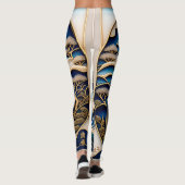 ビンテージな日本の浮世絵北斎イズムとローファイアートが融合した着物柄のレギンス LEGGINGS (Achterkant)