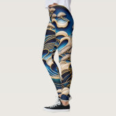 ビンテージな日本の浮世絵北斎イズムとローファイアートが融合した着物柄のレギンス LEGGINGS (Links)