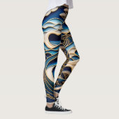 ビンテージな日本の浮世絵北斎イズムとローファイアートが融合した着物柄のレギンス LEGGINGS (Rechts)