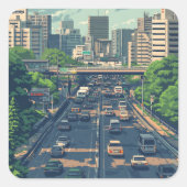 ピクセルアート 東京の渋滞のステッカー VIERKANTE STICKER (Voorkant)