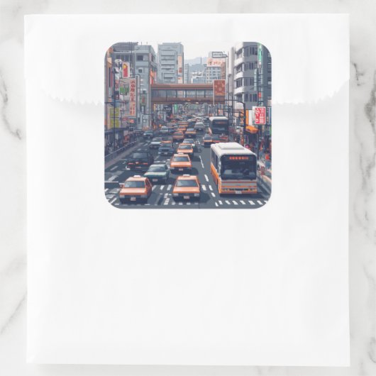 ピクセルアート 東京の渋滞のステッカー VIERKANTE STICKER (Tas)