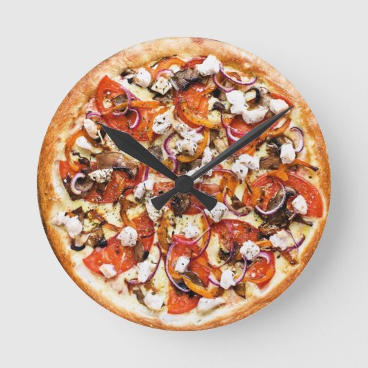 ピザ 壁掛け時計 pizza Wall clock Ronde Klok (Voorkant)