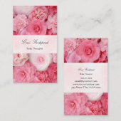 ピンクの花のかわいい名刺 VISITEKAARTJE (Voorkant / Achterkant)