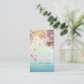 ピンクの花びらが舞うオシャレな名刺 VISITEKAARTJE (Staand voorkant)