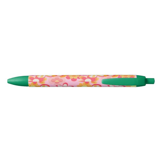 ピンクレトロかわいいお花デザイン♡ ZWARTE INKT PEN (Achterkant)