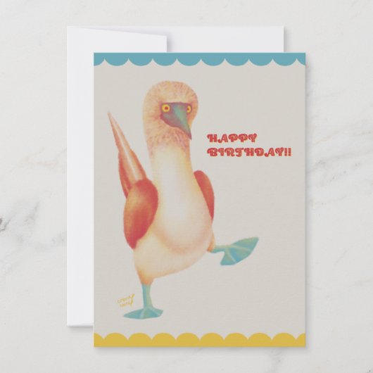 フラットカード バースデー Birthday Card -Blue-footed Boody- (Voorkant)