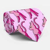 フー - ピンクの猫ネクタイ - Foo! - Pink kitty Tie Stropdas (Opgerold)