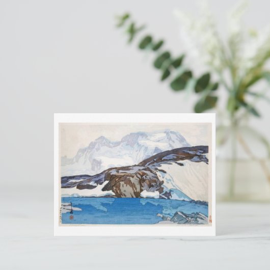 ブ ラ イ ホ ン, Breithorn, Hiroshi Yoshida, Woodcut Briefkaart (Staand voorkant)