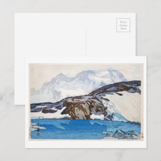 ブ ラ イ ホ ン, Breithorn, Hiroshi Yoshida, Woodcut Briefkaart (Voorkant / Achterkant)