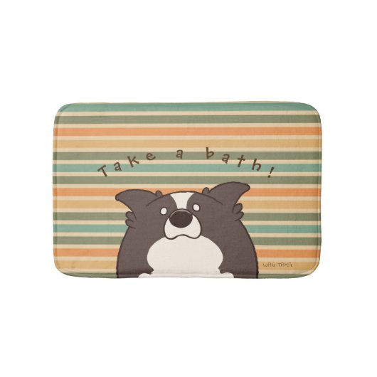 ボーダーコリー "ボダたま(黒)" -Retro- Badmat (Voorkant)