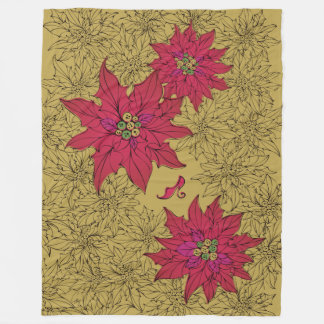 ポインセチアと赤い靴。からし色 FLEECE DEKEN