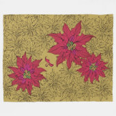 ポインセチアと赤い靴。からし色 FLEECE DEKEN (Voorkant (Horizontaal))