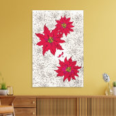 ポインセチアと赤い靴。オフホワイト CANVAS AFDRUK (Insitu (Woonkamer))