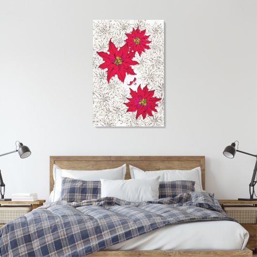 ポインセチアと赤い靴。オフホワイト CANVAS AFDRUK (Insitu (Slaapkamer))