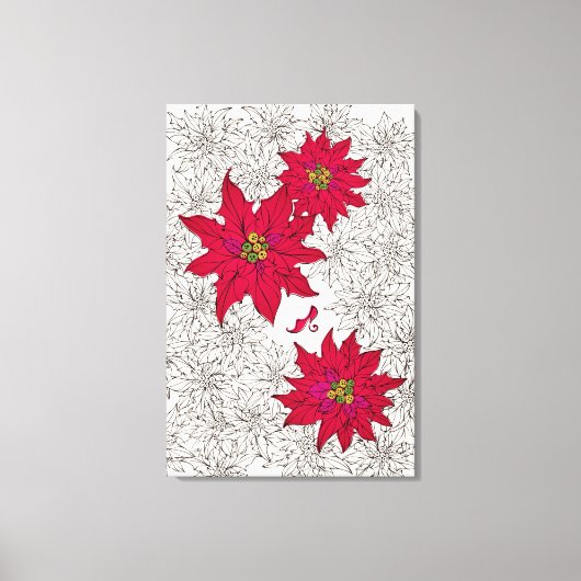 ポインセチアと赤い靴。オフホワイト CANVAS AFDRUK (Voorkant)