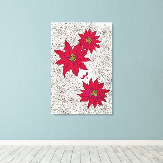 ポインセチアと赤い靴。オフホワイト CANVAS AFDRUK (Insitu (Houten vloer))