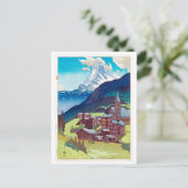 マ ッ ー ル ン, Matterhorn, Hiroshi Yoshida, Woodcut Briefkaart (Staand voorkant)