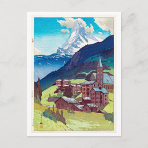 マ ッ ー ル ン, Matterhorn, Hiroshi Yoshida, Woodcut Briefkaart