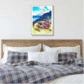 マ ッ ー ル ン, Matterhorn, Hiroshi Yoshida, Woodcut Canvas Afdruk (Insitu (Slaapkamer))