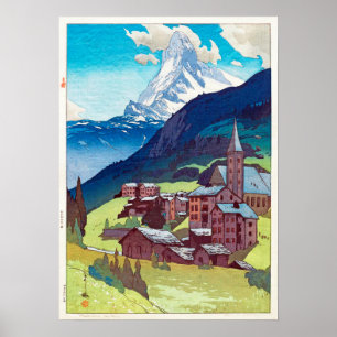 マ ッ ー ル ン, Matterhorn, Hiroshi Yoshida, Woodcut Poster