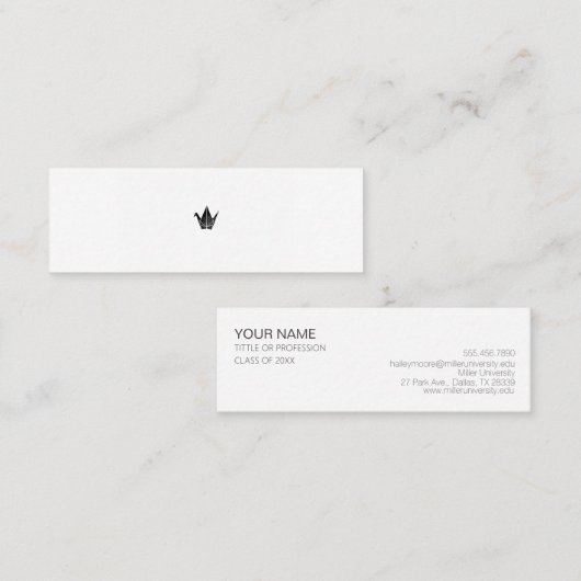 ミニマムでシンプルな名刺　ビジネスカード　和 japanese 折り鶴 paper crane mini visitekaartje (Voorkant / Achterkant)