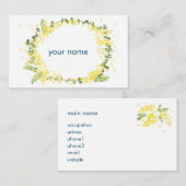 ミモザの水彩イラスト VISITEKAARTJE (Voorkant / Achterkant)