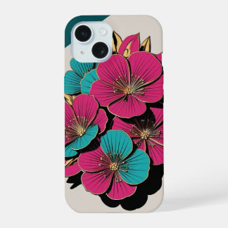 モダン牡丹デザイン iPhone 15 CASE