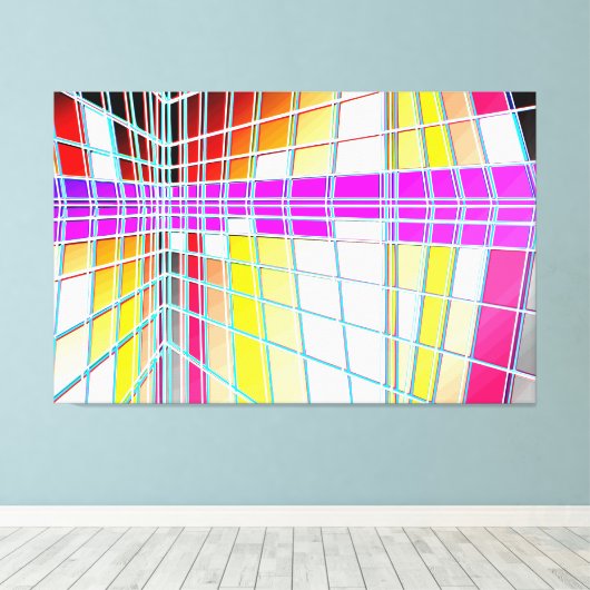 モンドリアンシティ10 CANVAS AFDRUK (Insitu (Houten vloer))