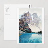 モ ー 湖, Moraine Lake, Hiroshi Yoshida, Woodcut Briefkaart (Voorkant / Achterkant)